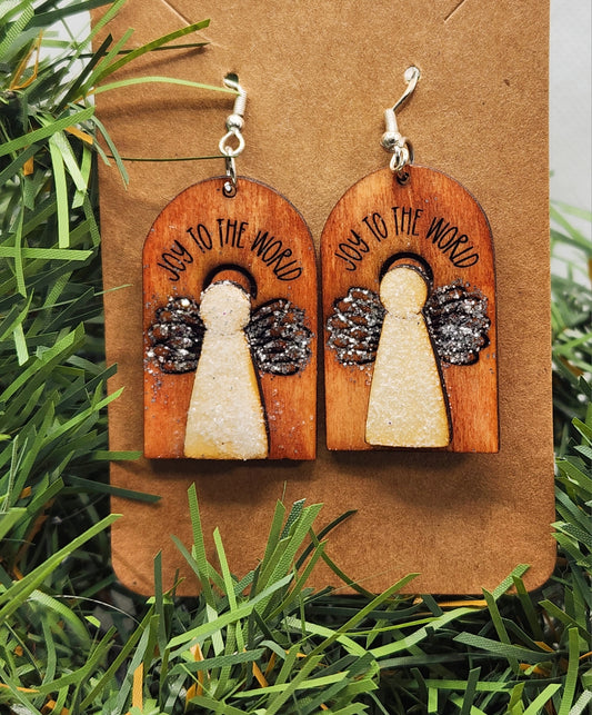 Joy to the World Angels Basswood Earring