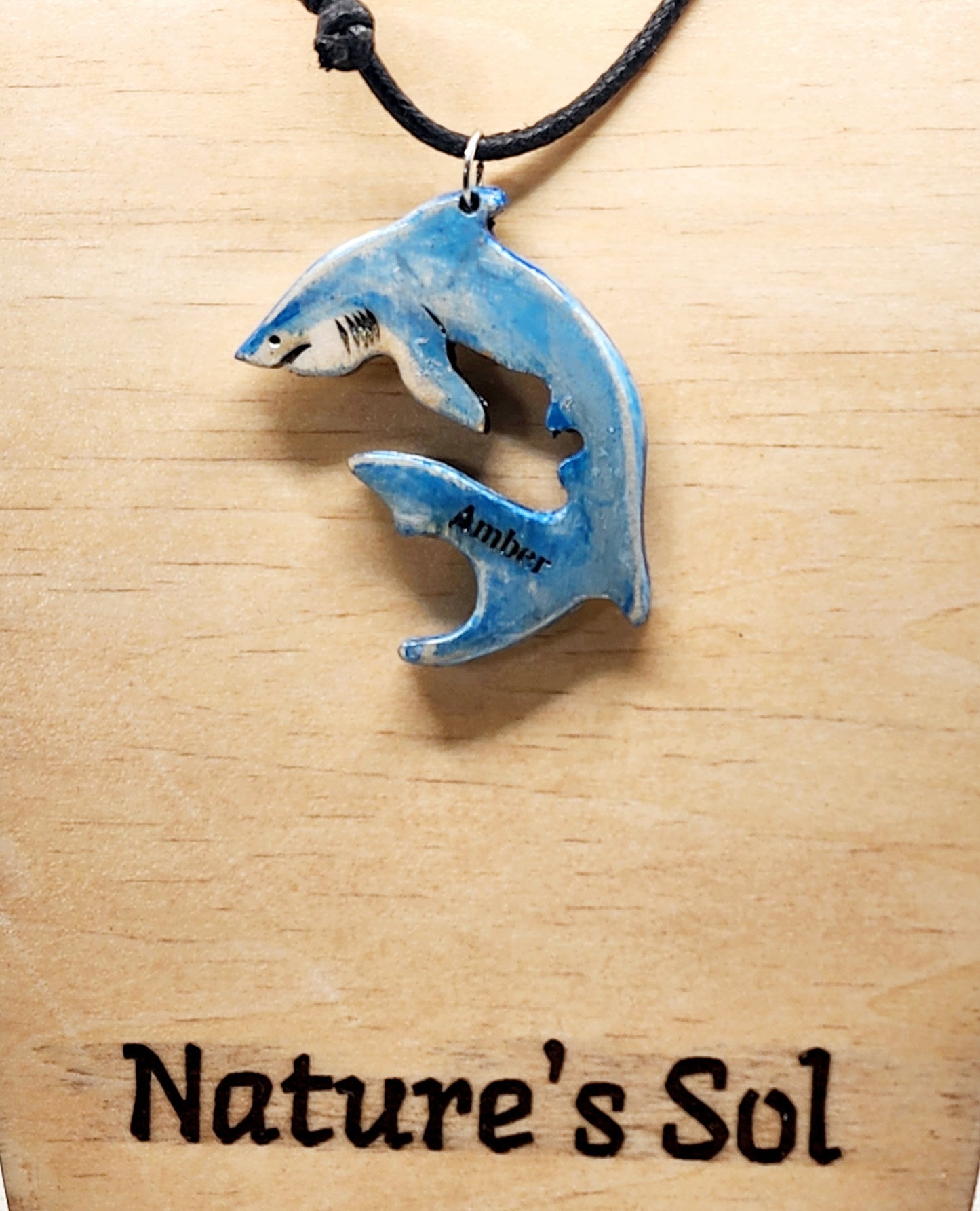 Shark, double sided, pendant, customization available